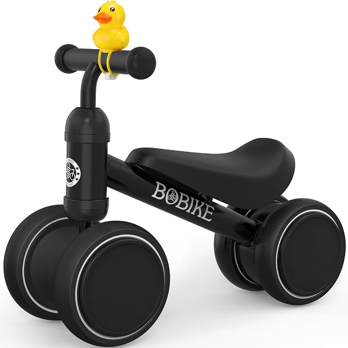 Baby Balance Bike Toys for 12-36 Months Kids Toy Boy Girls Gifts Toddler Best First Birthday Gift Children Walker No Pedal Infant 4 Wheels Bicycle (Black)