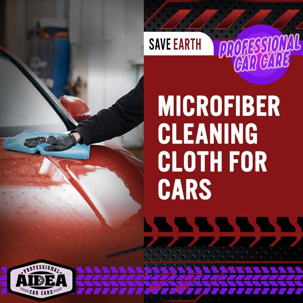 AIDEA Microfiber Cleaning Cloth Blue 20PK, Microfiber Towels for Cars, Premium Car Cloths, Dusting Cloth Lint Free Cleaning Rags for SUVs, House, Kitchen, Window, Workshops,12×12"