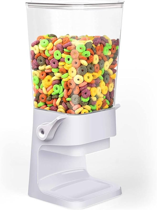 Cereal Dispenser Countertop Large Cereal Containers Storage Dispenser For Pantry Dry Food Dispenser Countertop Rice Candy Dispenser Machine For Snack,Nuts, Granola(White,3 pack)