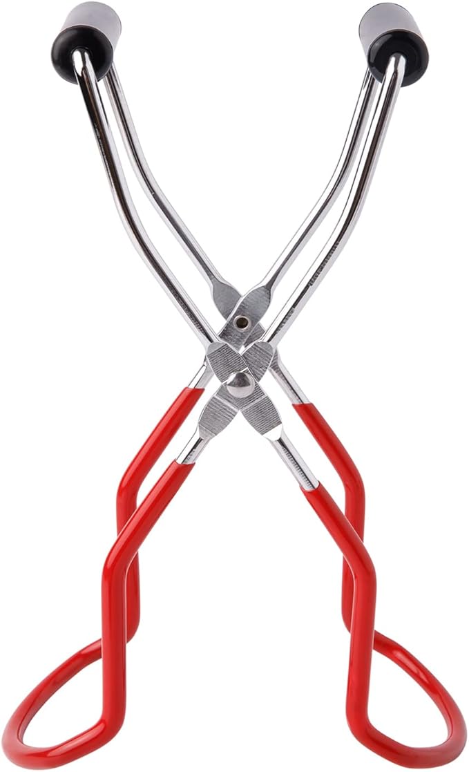 Eeoyu Canning Jar Lifter Tongs Stainless Steel Jar Lifter with Grip Handle for Home Kitchen (Red)