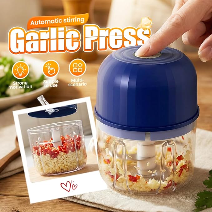 Electric Garlic Chopper, Mini Portable Veggie Chopper Garlic Grinder Onion Choppers, Wireless Electric Food Chopper Tool for Mashing Onion, Garlic, Chili, Ginger (Green)