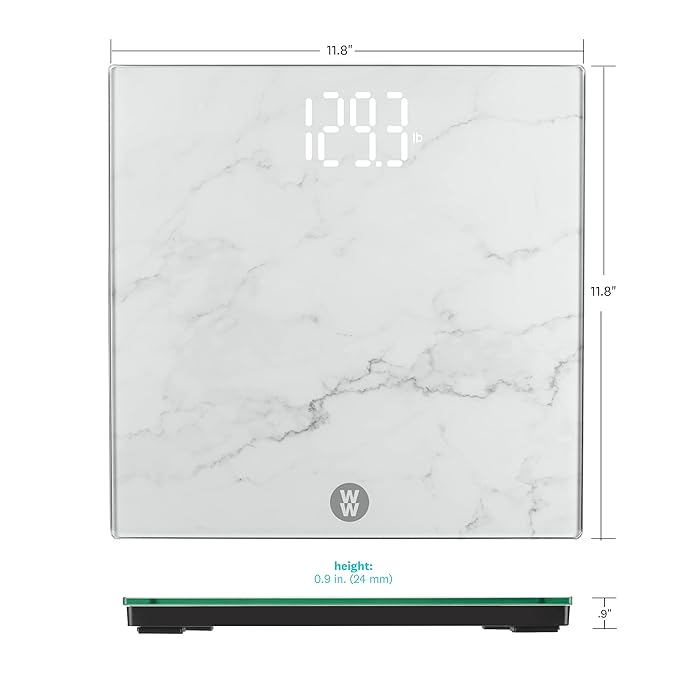 Weight Watchers Scales by Conair Scale for Body Weight, Digital Bathroom Scale in White Marble Finish