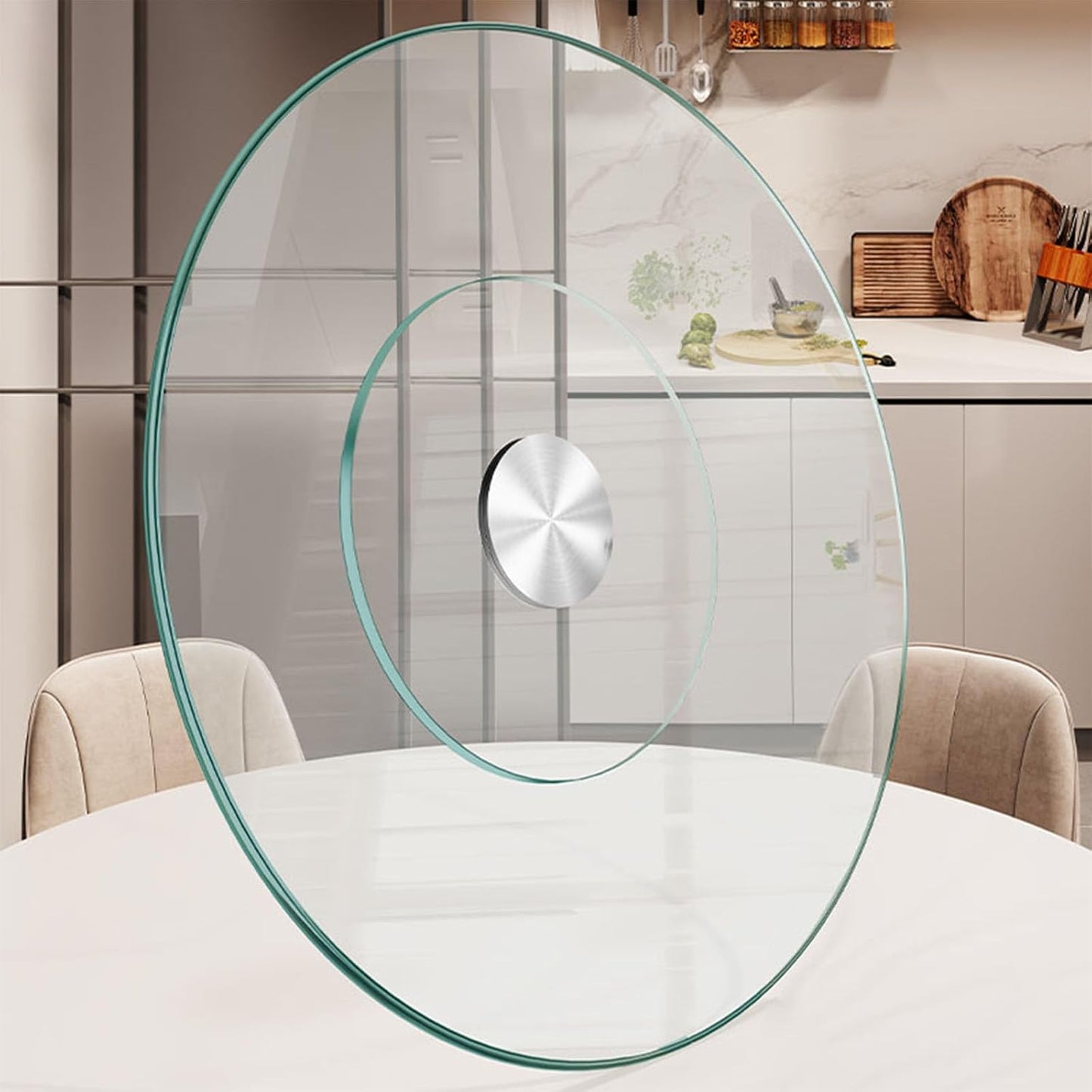 Lazy Susan 30.7 inch Glass Turntable Dining Table Large Round Serving Plate Tabletop Rotating Tray with Swivel Assist System Silent & Smooth Spin (78cm / 30.7in)