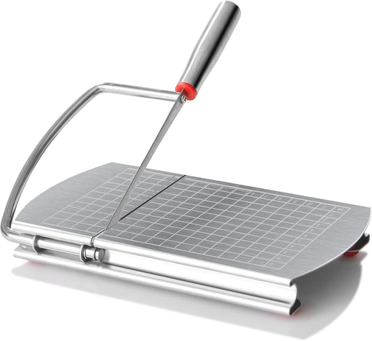 Cheese Slicer, Multipurpose Cheese Cutter Stainless Steel Cheese Slicers for Block Cheese, Butter, Sausages, Fruits Kitchen Gadget Cheese Cutting Board
