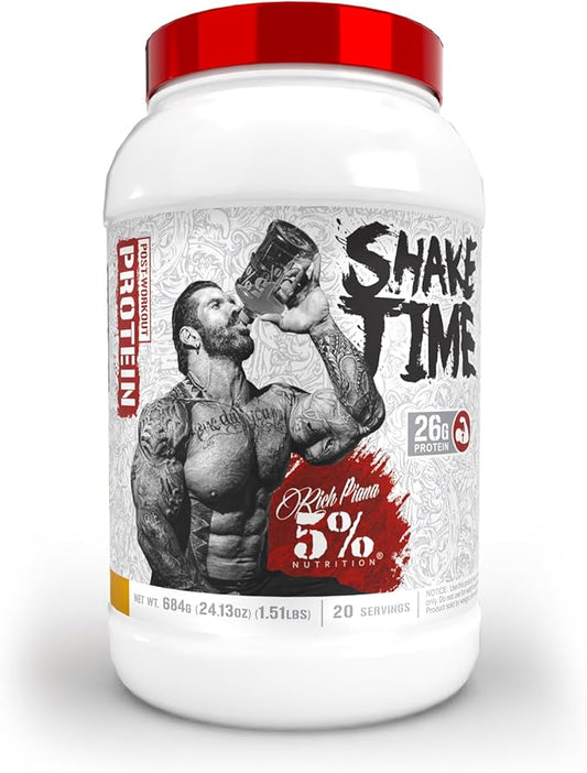 5% Nutrition Rich Piana Shake Time | 26G Animal Based Protein Drink | Grass-Fed Beef, Chicken, Whole Egg | No Sugar, Dairy, or Soy | (Peanut Butter)