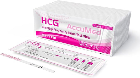 AccuMed Pregnancy Test Strips, 25-Count Individually Wrapped Pregnancy Strips, Early Home Detection Pregnancy Test Kit, Clear HCG Test