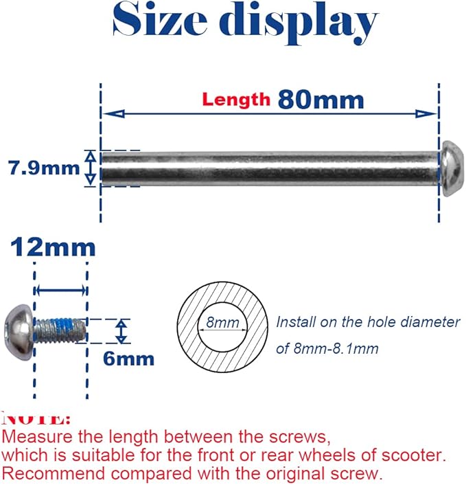 M8 Screws for 2-3-4-Wheel Kid Scoote Replacement Micro Mini Foldable Kick Scooter Kids Scooters Axles Repair (57)