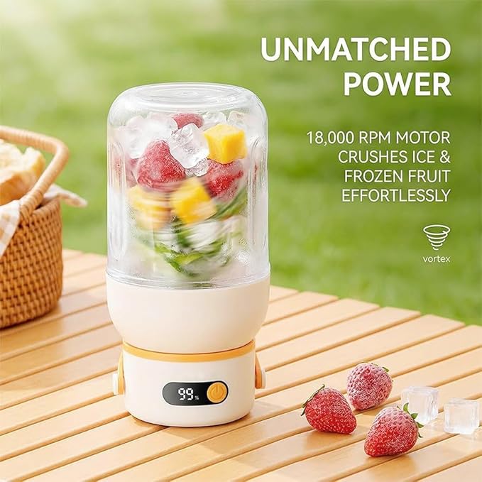 Portable Electric Juicer Cup with Zero Cord Hassle,Fresh Juice Mini Fast Portable,18000 Rpm High Speed with Digital Display&Leakproof Lid,Automatic Cleaning with Straw and Two Lids (1200ml/43.22oz)