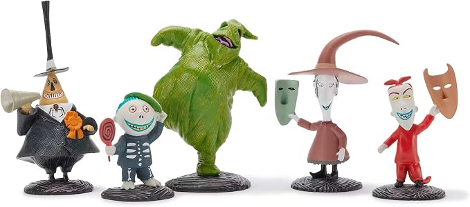 Disney Store Official The Nightmare Before Christmas Figure Set – 8 Fully Sculpted Disney Figures Including Jack Skellington, Sally, Zero & More in Double-Tiered Box with Scenic Backgrounds