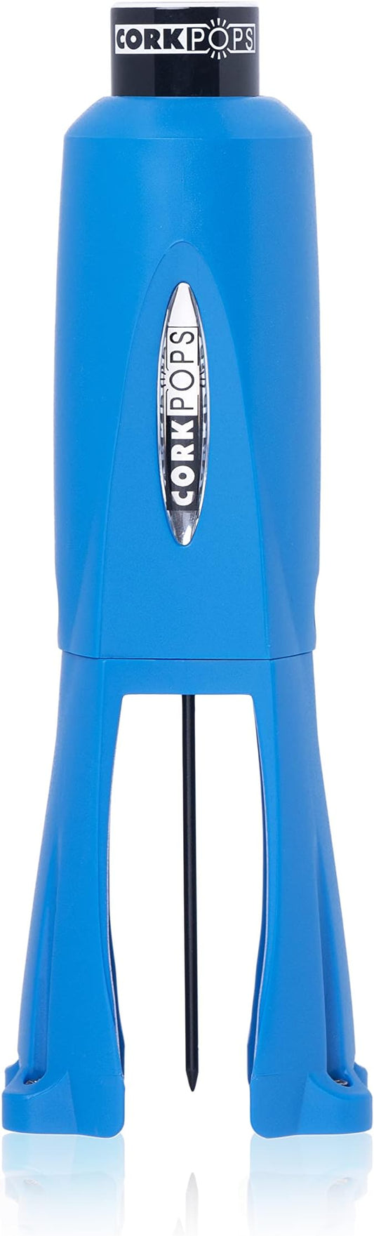 Cork Pops Legacy Wine Opener Built-in 4-Blade Foil Cutter Safe Cork Removal, Effortless Push Button Use, Needle Guard for Safety, Low-Pressure Cartridge Opens Up To 60 (Blue, With 1 Cartridge)