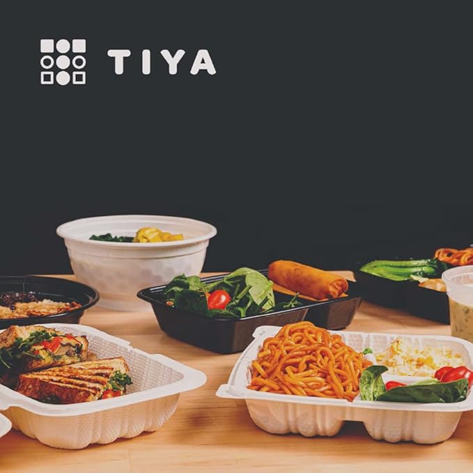 TIYA Food Containers - 24 oz Bulk 150 Pack with Lids - Rectangular Plastic To-Go Containers - Reusable, Microwavable, Dishwasher Safe - Leak-Proof for Meal Prep - BPA-Free