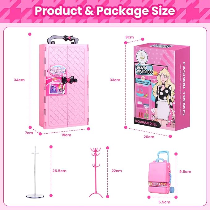 UCanaan Girl Doll and Closet Set with Doll Clothes and Accessories Items Including Fashion Dolls, Dressand Many Other Accessories (Refer Picture Shows)，Best Gitfs for Girls Christmas Birthday