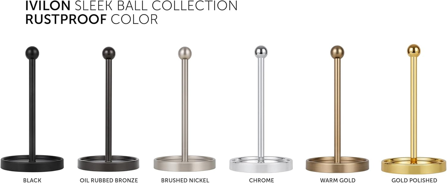 Ivilon Countertop Paper Towel Holder - Modern Sleek Ball Minimalist Design - Fits All Paper Towel Roll Sizes - Color Black