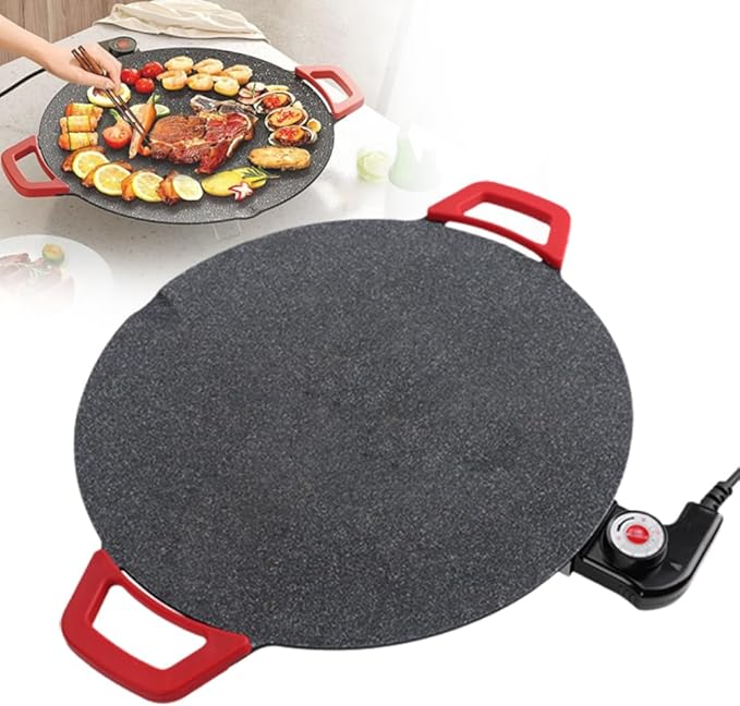 Indoor Smokeless Electric Grill Griddle, Nonstick Tabletop Grill for Indoor Cooking, Steaks Burgers Pancakes BBQ, Compact Easy Clean Design (12in)