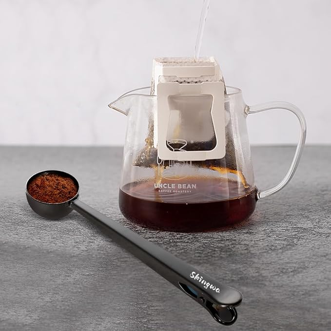 Golden Coffee Scoop with Bag Clip, Multi-Function Milk Powder Measuring Spoon, 20ml