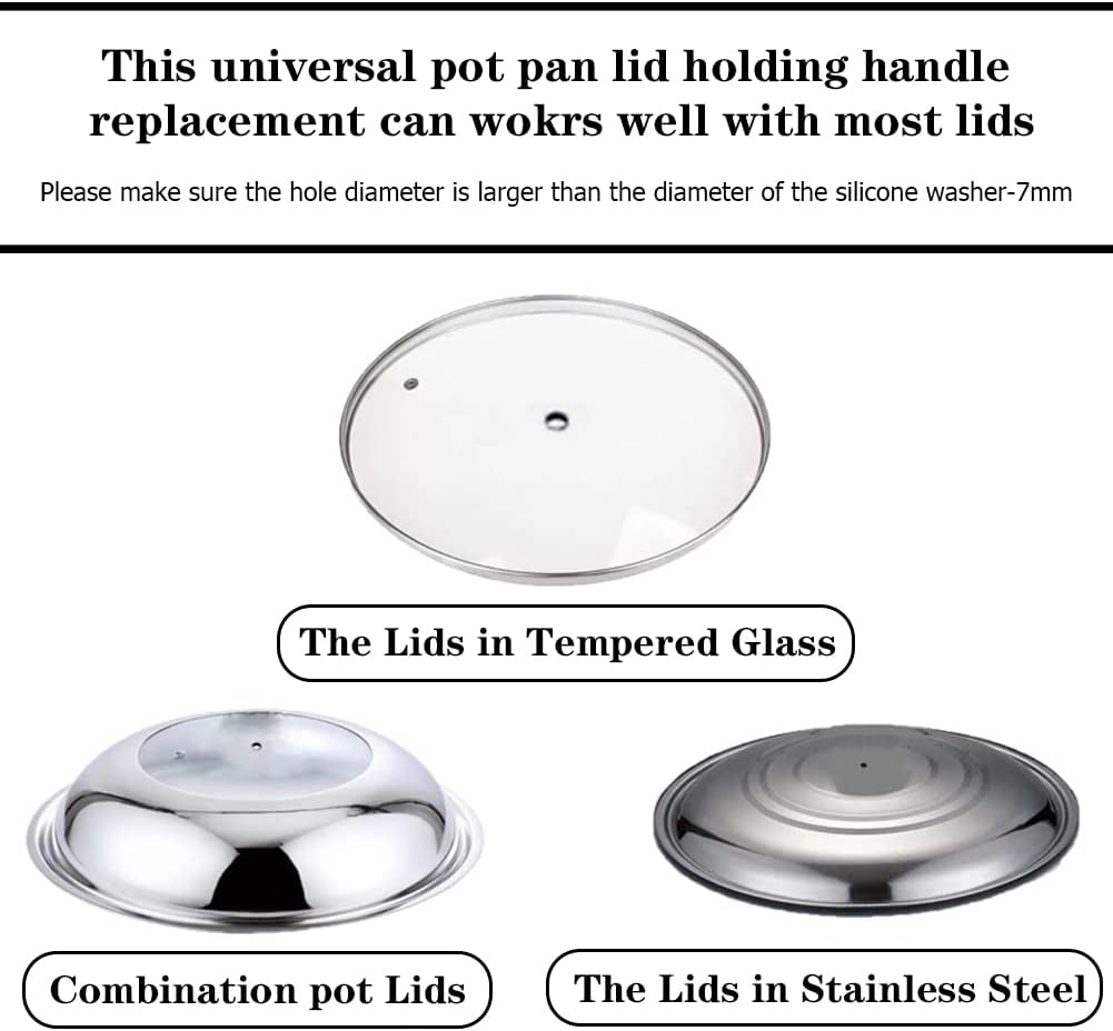 JoyTube Black Universal Pot Pan Lids, BPA Free Replacement Knob Silicone Heat Resistant Pan Cover Holding Handles Dishwasher Safe Fits Skillets ＆ Kitchen Cookware (Pack of 4)