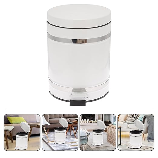 Multi-Function Pedal Trash Can with Lid, 12l Iron Wastebasket for Bathroom and Office, Industrial Style Household Garbage Bin with Foot Press for Kitchen and Toilet Use