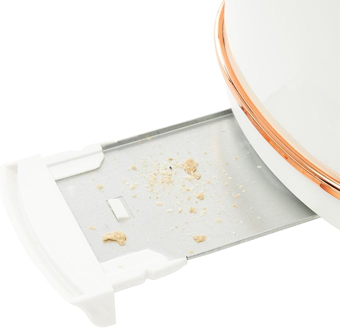 Haden Heritage 2 Slice Wide Slot Stainless Steel Toaster with Adjustable Browning Control & Non-Slip Feet, Ivory & Copper