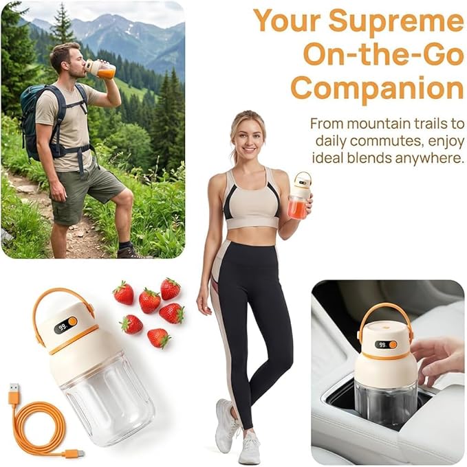 Portable Electric Juicer Cup with Zero Cord Hassle, 33oz Large Capacity Personal Blender with 18000RPM High Speed, USB-C Rechargeable Wireless Juicer Cup for Gym, Travel (10000ML / 33OZ)