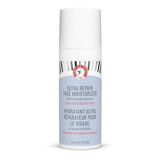 First Aid Beauty - Ultra Repair Face Moisturizer, Soothing Face Colloidal Oatmeal, Everyday Lightweight Non-Comedogenic Formula Helps Soften Skin with Ceramides and Shea Butter, 1.7 oz