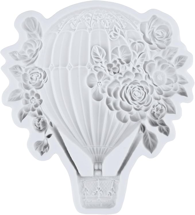 Bear Silicone Mold Hot Air Balloon Fondant Molds Bear Balloon Chocolate Candy Mold For Cake Decoration Cupcake Topper Polymer Clay Gum Paste Set of 4
