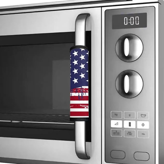 Refrigerator Door Handle Covers Set of 6, Antiskid Protector for Fridge Oven Dishwasher Keep Kitchen Appliance Clean from Smudges, Food Stains, for 4th of July Decor, American Flag Fashion