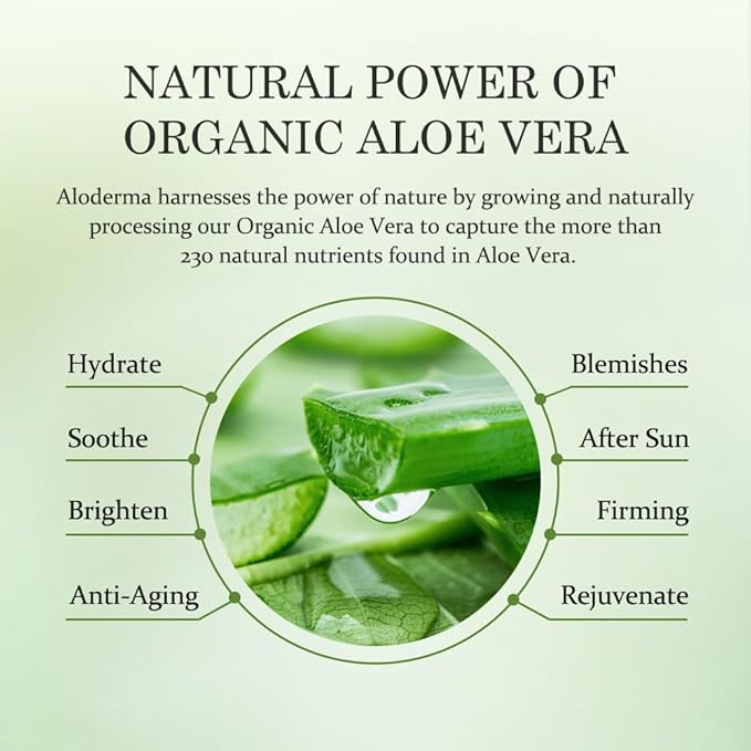 Aloderma Organic Aloe Botanical Hydrating Mister - Made within 12 Hours of Harvest to Soothe & Moisturize, Lightweight Fine Mist Facial Spray - Refresh & Hydrate Skin Through the Day, 120ml/4.23Oz