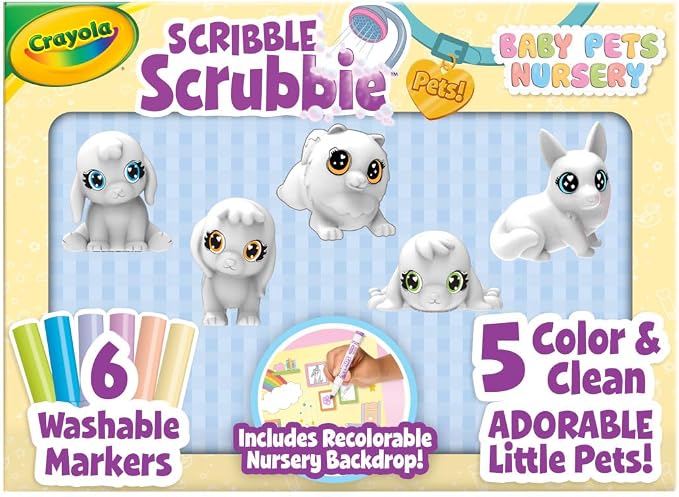 Crayola Scribble Scrubbie Baby Pets Nursery, Baby Animal Toys for Toddlers & Kids, Gift for Girls & Boys, Ages 3, 4, 5