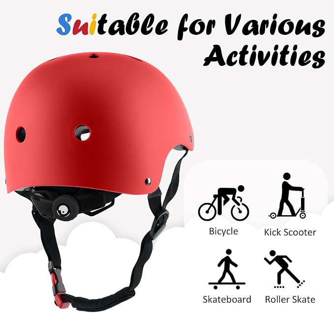 Kids Bike Helmet, Adjustable and Multi-Sport, from Toddler to Youth, 3 Sizes