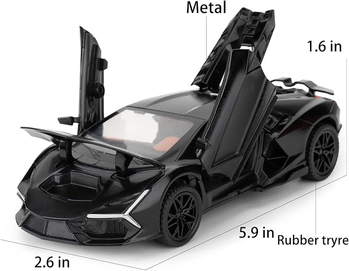 BDTCTK 1/32 Comapatible for Lamborghini ‌Aventador LP700-4 Model Car, Zinc Alloy Diecast Pull Back Toy Cars with Sounds and Lights Vehicles for Kids Boy Girl Gift (Black)