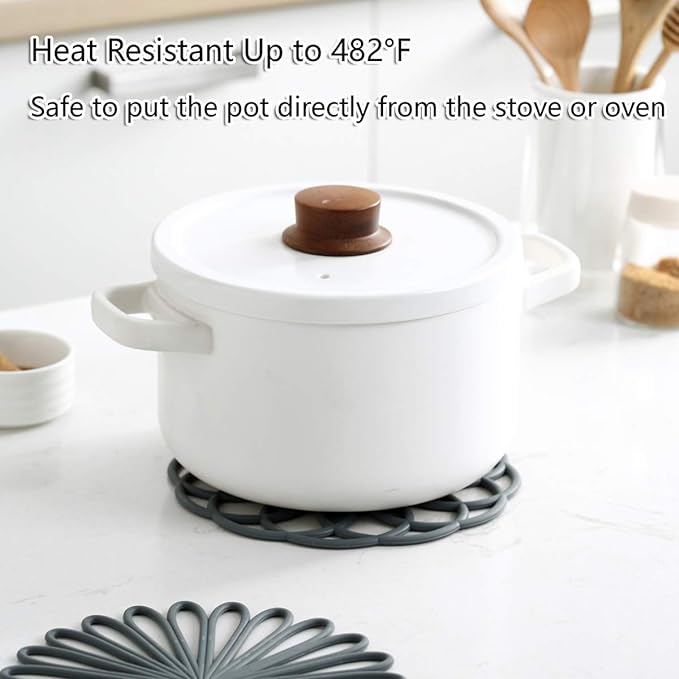 Set of 3 Silicone Trivet Mat - Table & Countertop Hot Pads - Non-Slip & Heat Resistant Modern Kitchen Pads for Pots & Pans, Teal