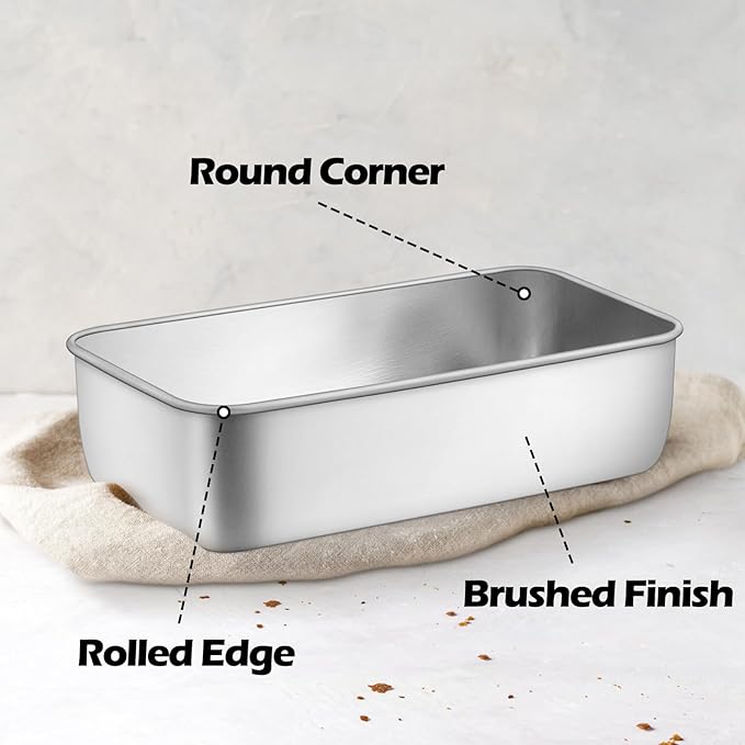 Leonyo 3 Pack Loaf Pans for Baking Bread, 9x5IN Stainless Steel Loaf Pans for Homemade Bread, Meatloaf, Banana, Brownies, Lasagnas, Dishwasher Oven Safe