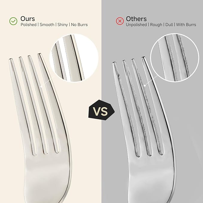 HIKAA 60-Piece Silverware Set for 12, 18/10 stainless Steel Flatware Set, Mirror Polished Cutlery Set, Dishwasher Safe Utensils for Home, Restaurant, Wedding Gift