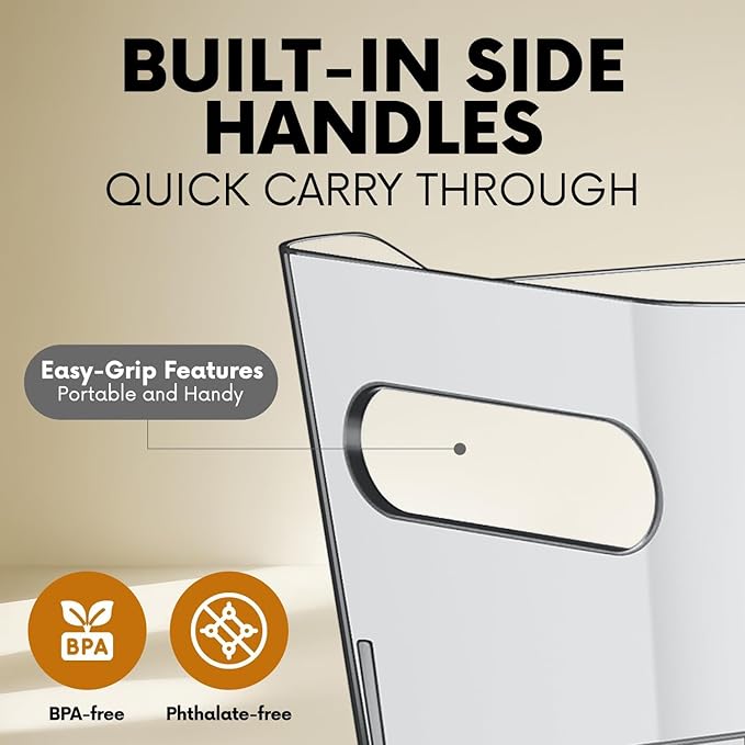 Clear Extra Large Plastic Storage Bins, Pantry Organizers and Storage Containers Fridge Organizer Bins for Organizing Home, Kitchen Organization. Bathroom, Refrigerator, Freezer, Laundry Room