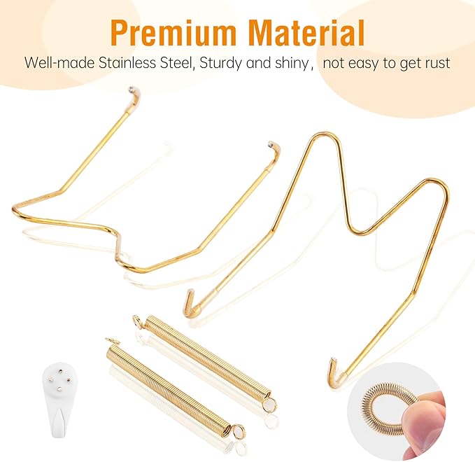 Bilillo 14 Pieces Plate Hangers for Wall - 6/8/10/12/14 Inch Invisible Plates Hanger, Stainless Steel Plate Holders with 14 Pieces Wall Hooks for 5.5 to 16 Inch Decorative Plates and Arts