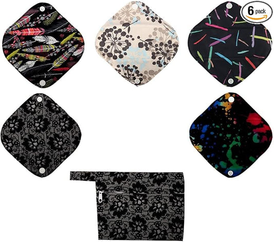 5 XS Panty Liners 1 Wet Bag Cloth Menstrual Pads Reusable Washable (Lace,XS Panty Liners)