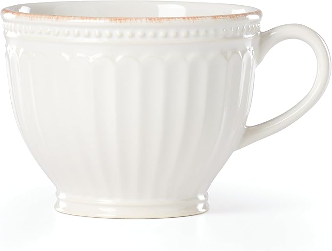 Lenox French Perle Groove 2-Piece Latte Mug Set, 2.30 LB, White