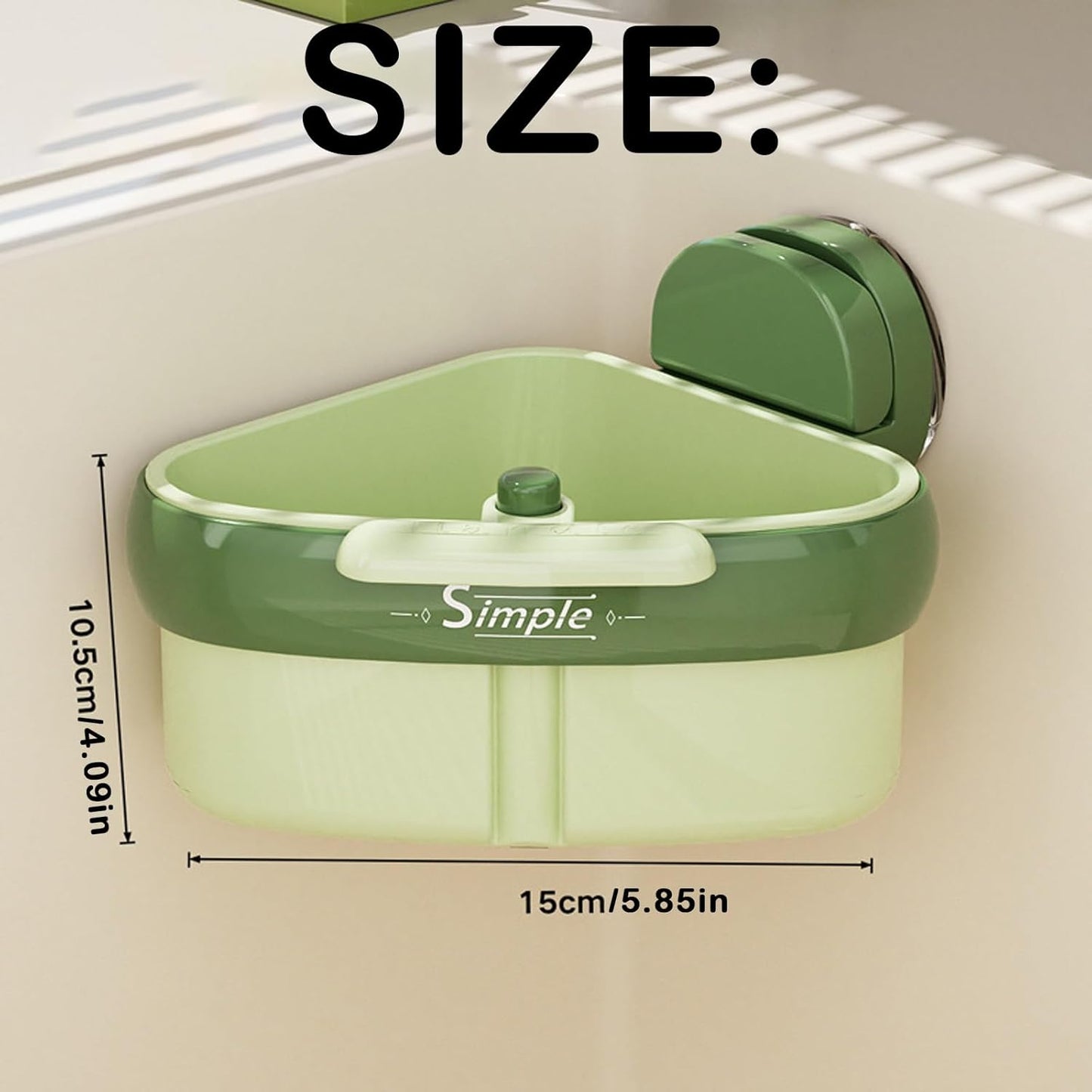Suction Cup Sink Corner Rack, Triangular Suction Cup Corner Sink Caddy, Kitchen Sink Drain Strainer Basket for Kitchen Bathroom Dishware (Green)