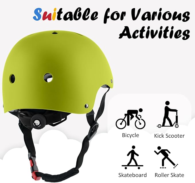 Kids Bike Helmet, Adjustable and Multi-Sport, from Toddler to Youth, 3 Sizes