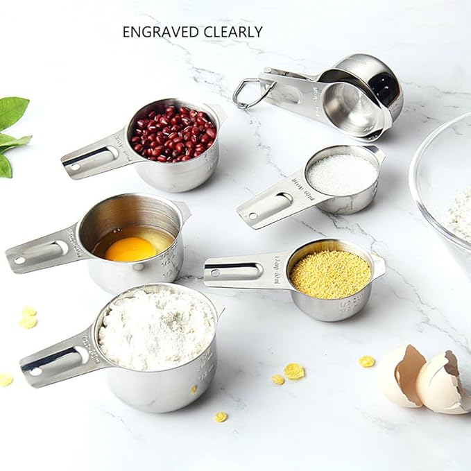 Measuring Cups and Spoons Set Heavy Duty 304 Metal Stainless Steel Measuring Cup Spoon Kitchen Gadgets for Cooking Baking (Set of 14)