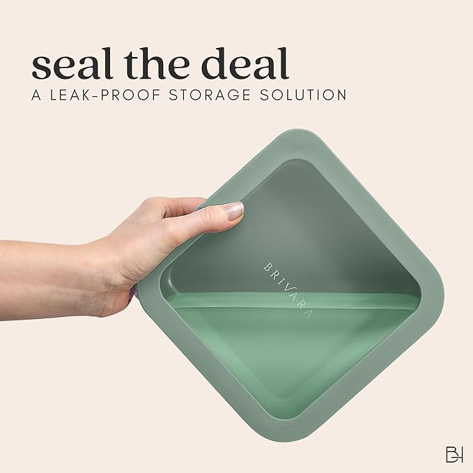 Ceramic Coated Glass Food Storage Container | No PTFE, PFOA, PFAS, and BPA | Reusable Non Toxic Meal Prep Container with Glass Lid | Easy To Store | 5 Cup Square [Willow]