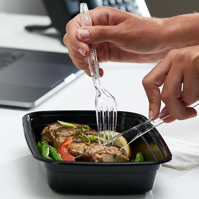 GUSTO [200 Count] Premium Heavyweight Disposable Forks - Clear Plastic Forks, Plastic Cutlery, Perfect for Parties, Events, and Catering (Formerly Comfy Package)