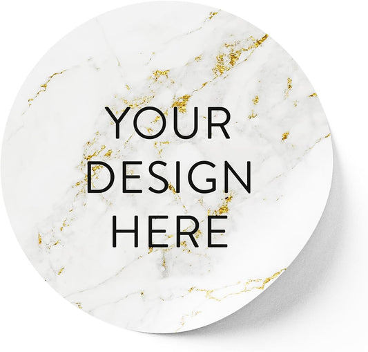 100 Custom Vinyl Stickers - Upload Your own Image, Text, Design, Logo - Personalized Logo Labels for Handmade, Packaging, Bottle, Jars, Candle, Brand Stickers (Gold Marble, 3x3)