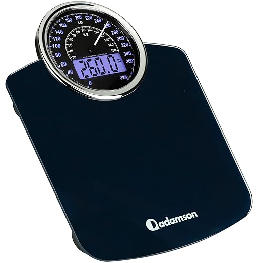 Adamson Hybrid 2-in-1 Analog & Digital Weighing Scale for Body Weight up to 400lbs + Thick Tempered Glass + Extra Large Display + Easy to Read Digital Bathroom Scale + New