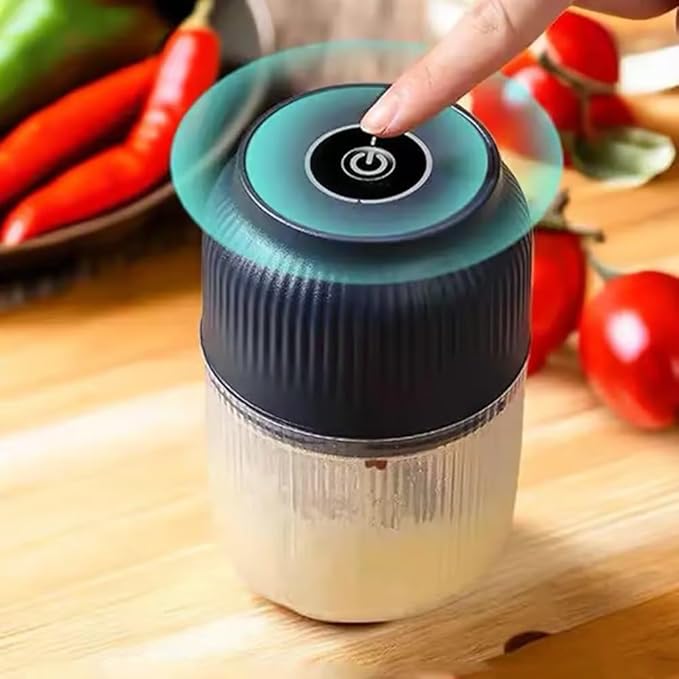 Electric Garlic Chopper, Mini Portable Veggie Chopper, 2026 New Small Garlic Chopper Mincer, USB Rechargeable, Wireless Veggie Grinder, For Mashing Onion, Garlic, Chili, Ginger (Blue, 4 blades)