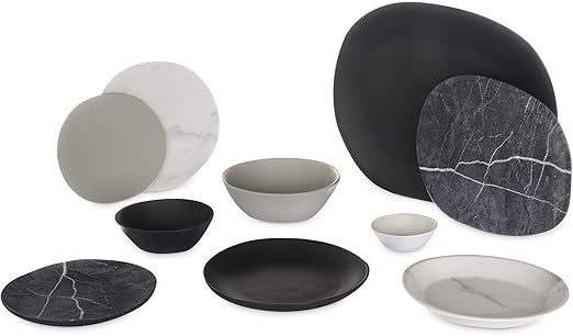 Carlisle FoodService Products Ridge Reusable Plastic Bowl Soup Bowl for Home and Restaurant, Melamine, 8 Ounces, Marble, (Pack of 24)