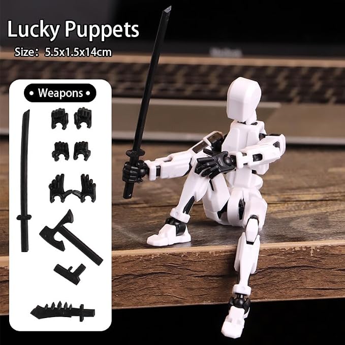 DANONI Titan13 Action Figure, Lucky Robot 13 Action Figures, 3D Printed Multi-Jointed Movable Action Figure, Dummy Robot 13 Figures Toy for Desktop Decorations Game Gifts (White)
