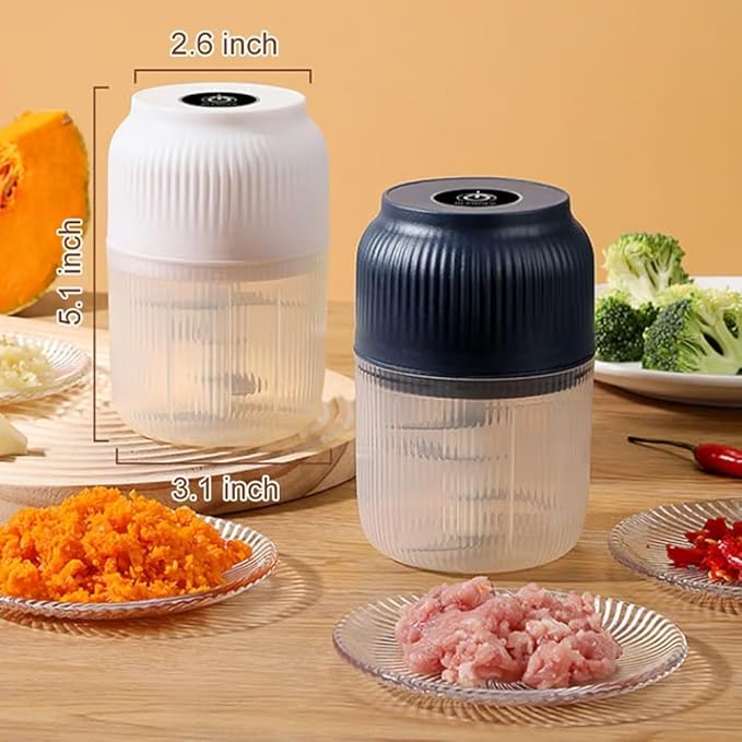 Electric Garlic Chopper, Mini Portable Veggie Chopper, 2026 New Small Garlic Chopper Mincer, USB Rechargeable, Wireless Veggie Grinder, For Mashing Onion, Garlic, Chili, Ginger (White, 4 blades)