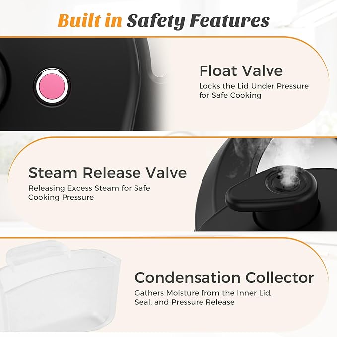 NEWBULIG 16-in-1 Electric Pressure Cooker, 6QT Multi Cooker with 12 Presets, Slow Cook Rice Steamer Sauté Soup Meat Stew Canning Yogurt Maker, Ceramic Inner Pot & Recipe Book Included, Black