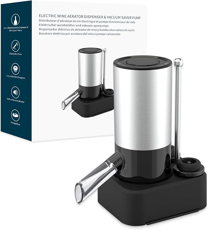 KITCHENDAO Rechargeable Electric Wine Aerator Dispenser and 3 in 1 Wing Corkscrew Wine Bottle Opener